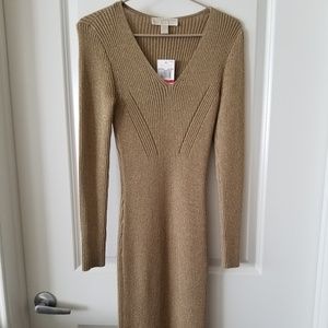 MICHAEL BY Michael Kors long sleeve gold dress